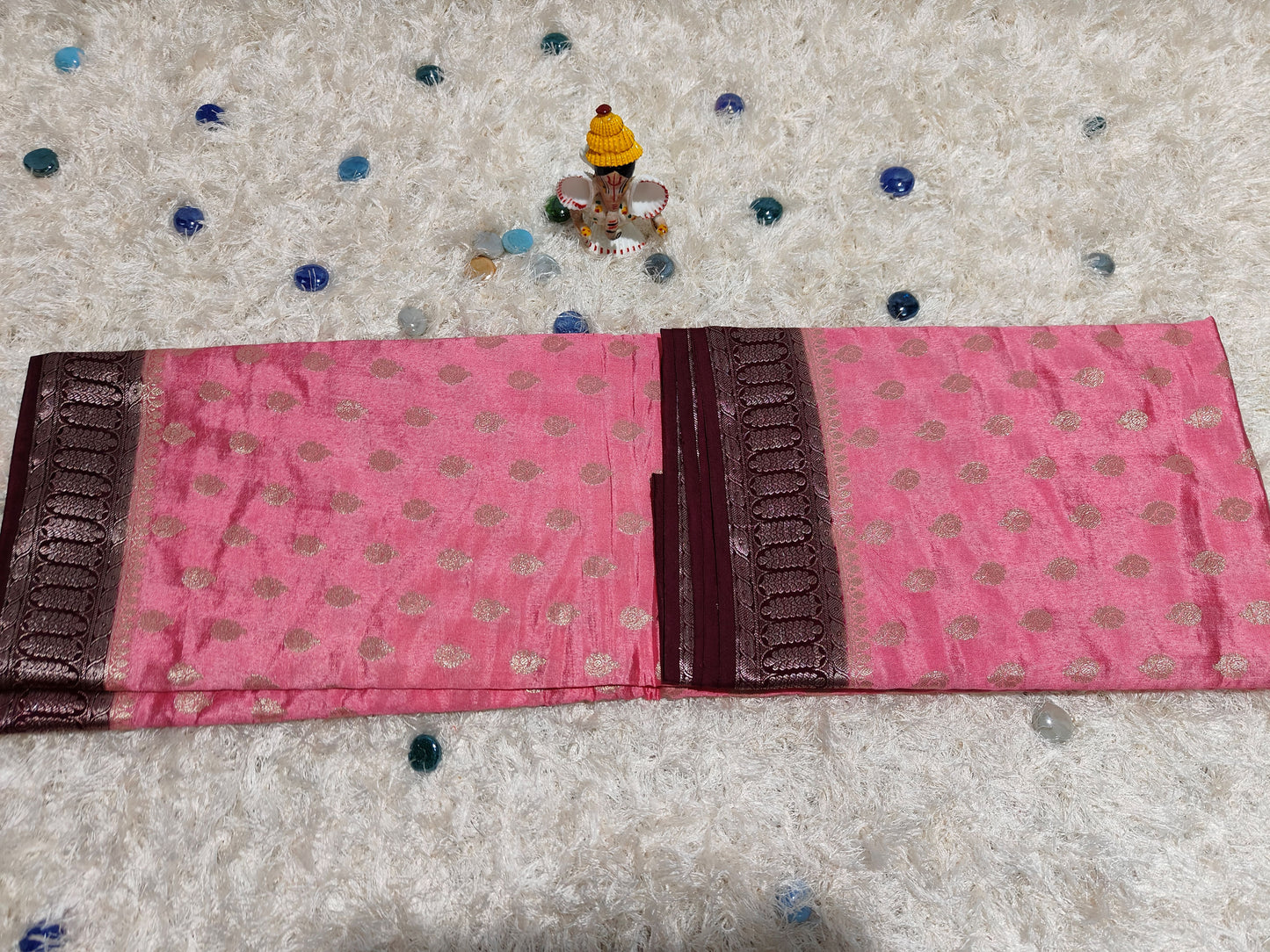 PEACH PINK DUPIAN SILK SAREE