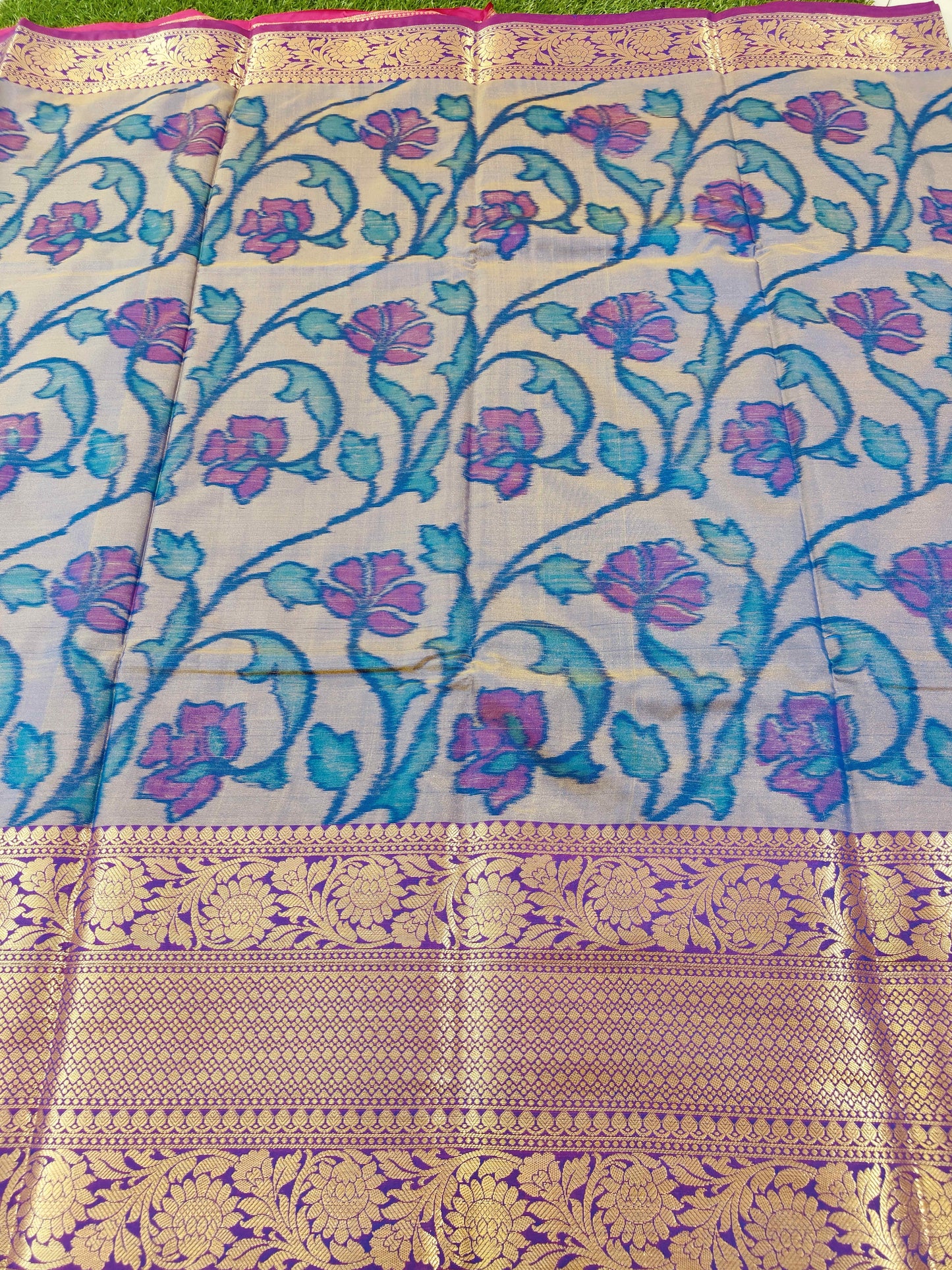 LIGHT BLUE DIGITAL WEAVING PRINT SOFT SILK SAREE