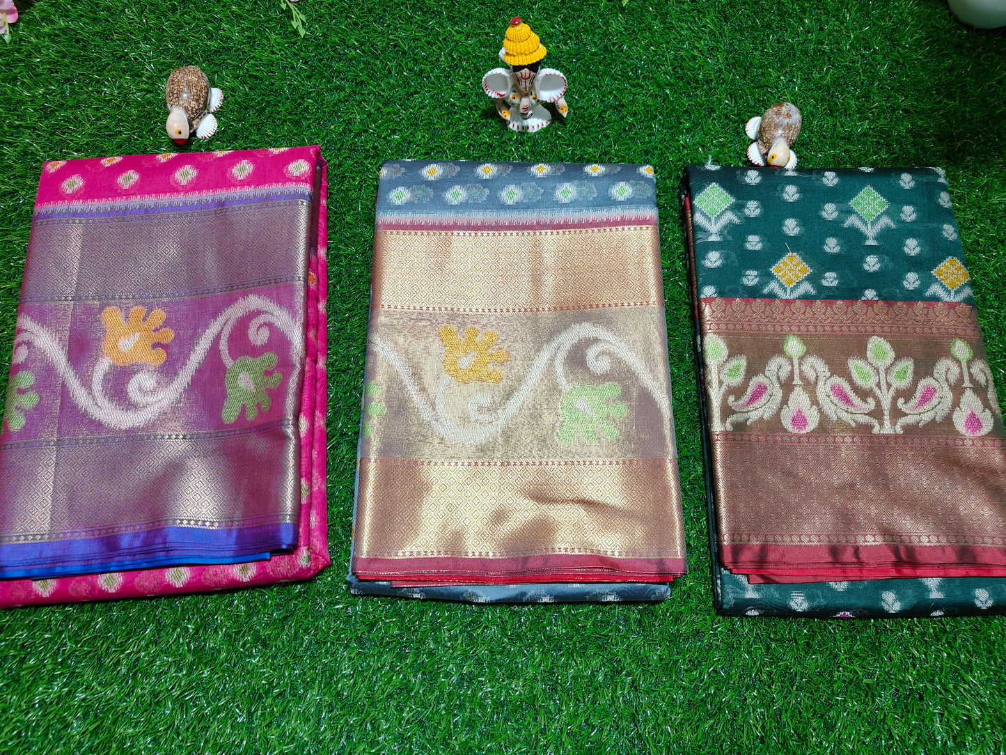 PINK BANARASI COTTON SILK MEENA SAREE