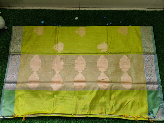 GREEN LINEN COTTON SILK SAREE