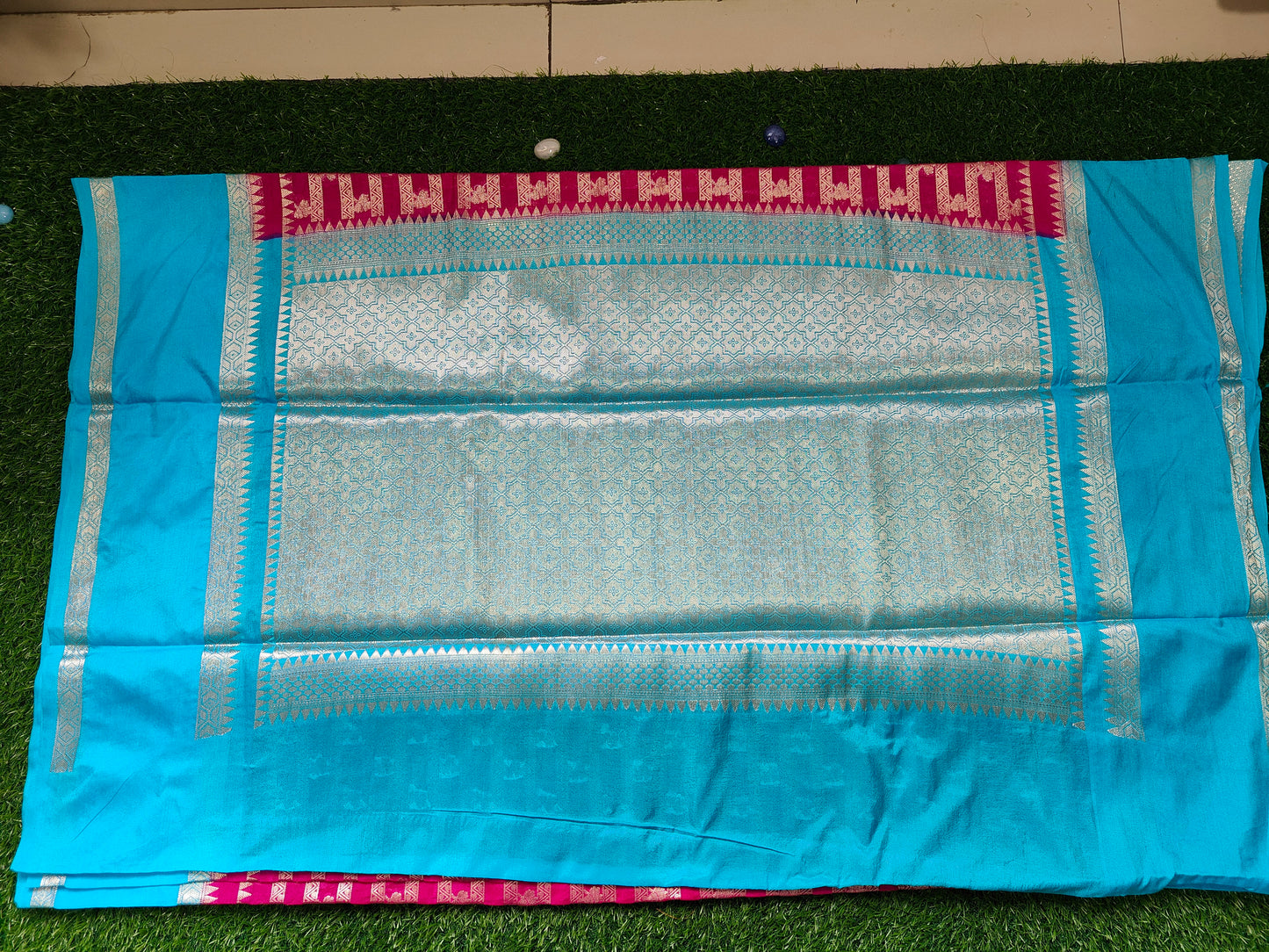 PINK GADHWAL BORDER GAJI SILK SAREE