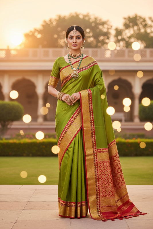 MEHNDI GREEN PATOLA SILK SAREE