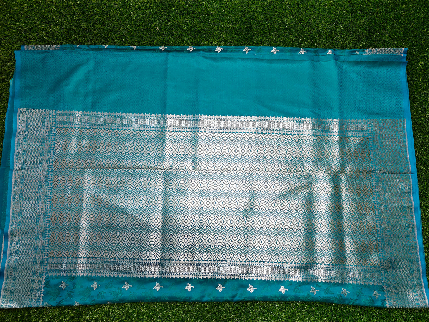 BANARASI SEA-GREEN JAMAWAR SILK SAREE
