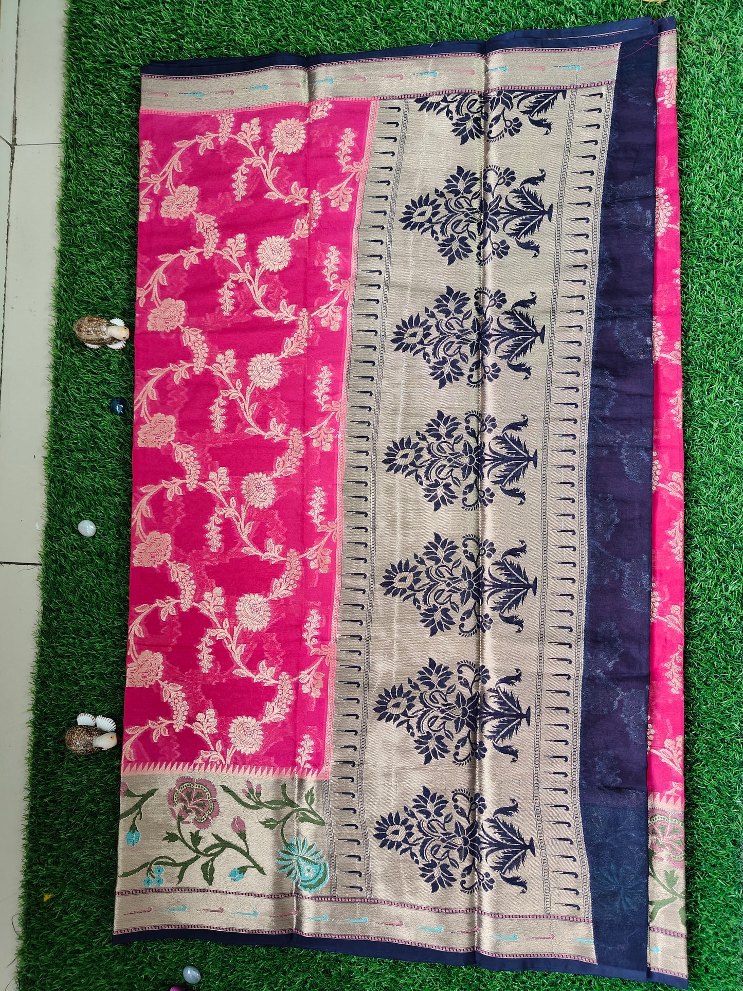 PINK SEMI GEORGETTE PAITHANI BORDER SAREE