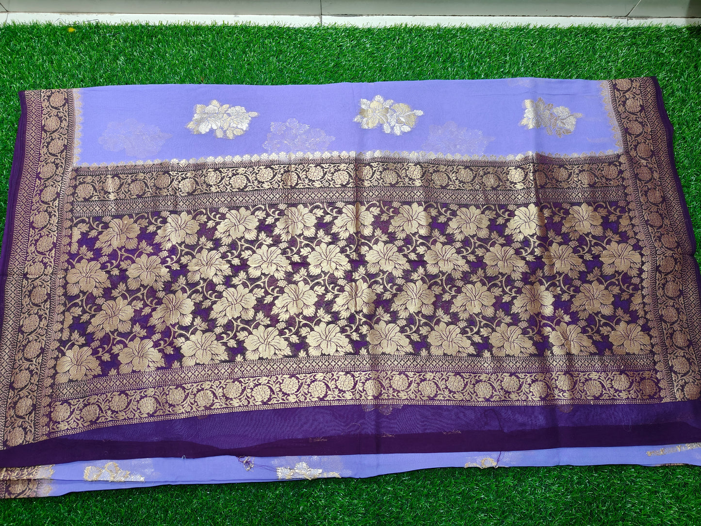LAVENDER KHADDI GEORGETTE SAREE