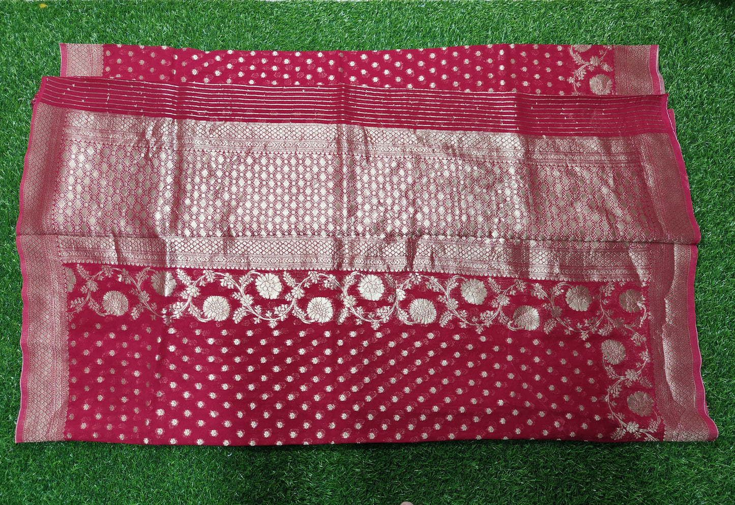 RED KHADDI GEORGETTE SILK SAREE