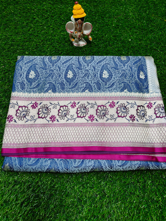 BANARASI GREY JAMAWAR SILK SAREE