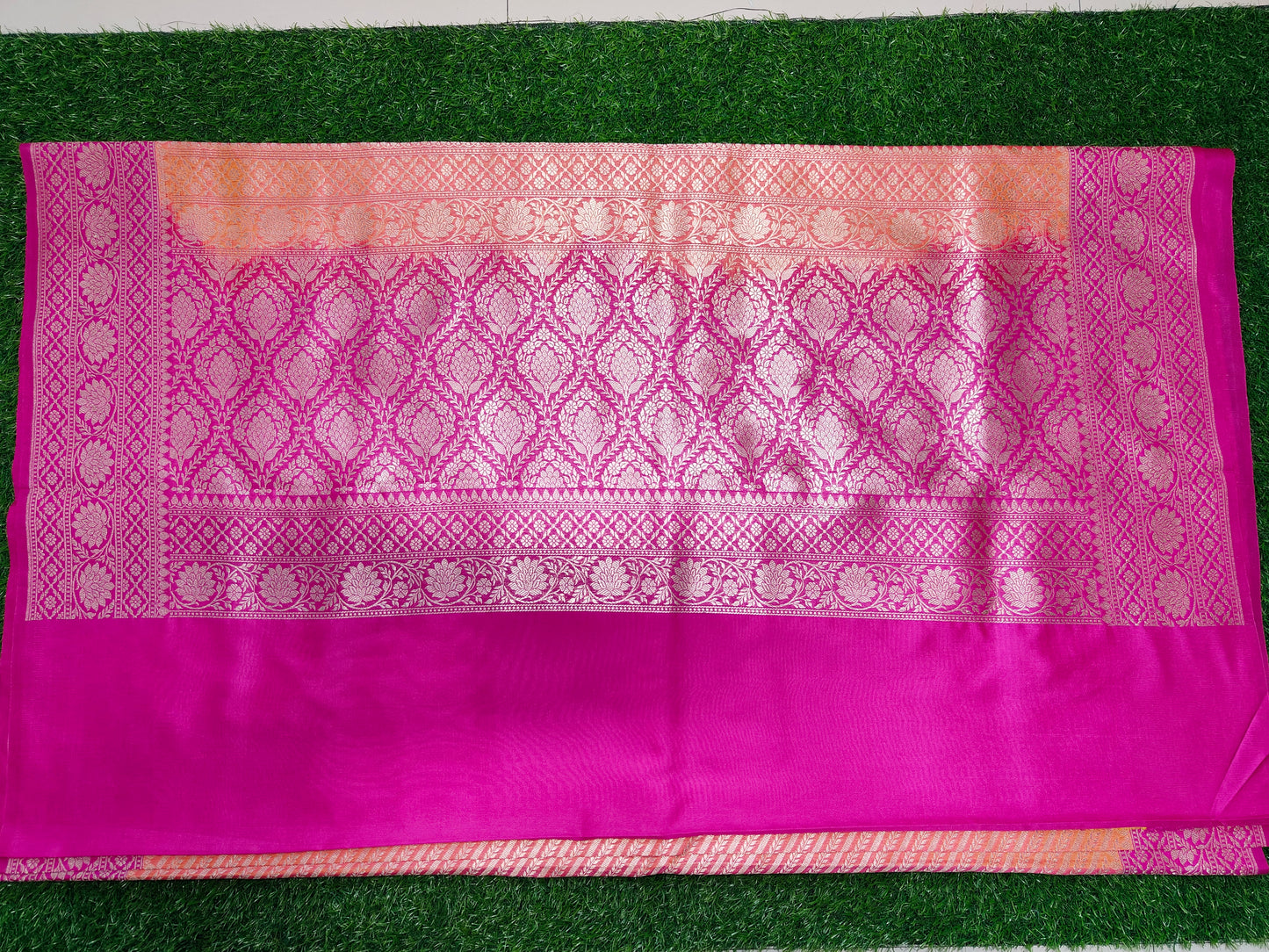 ORANGE SEMI KATAN SILK ADDA RESHAM WEAVE