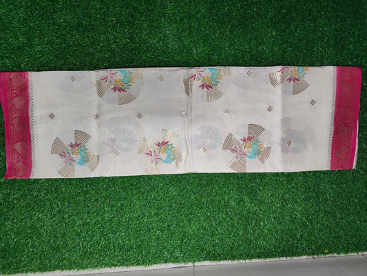 Cream MOONGA SILK SAREE