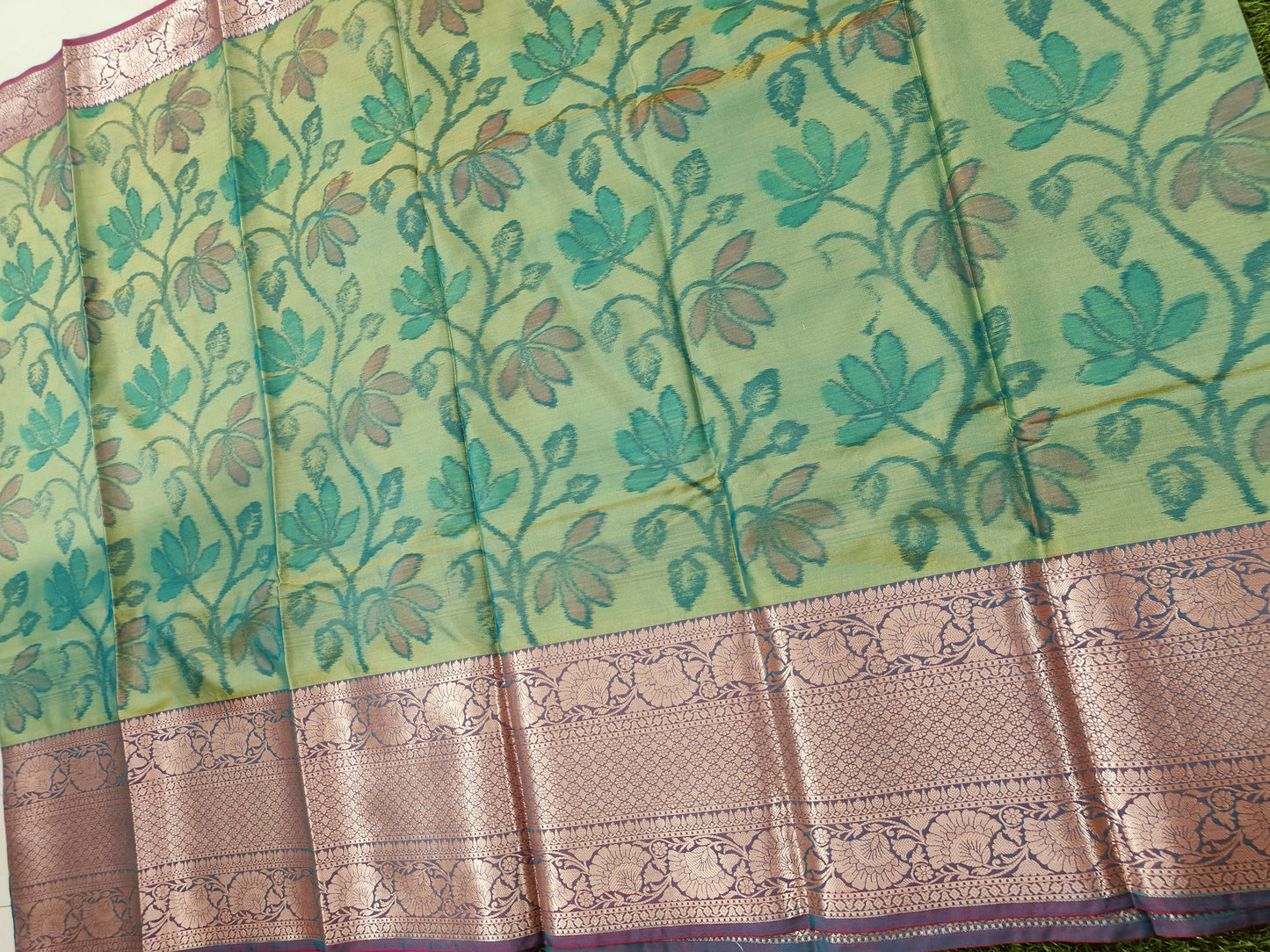 LIGHT GREEN SOFT SILK DIGITAL WEAVING PRINTED SAREE