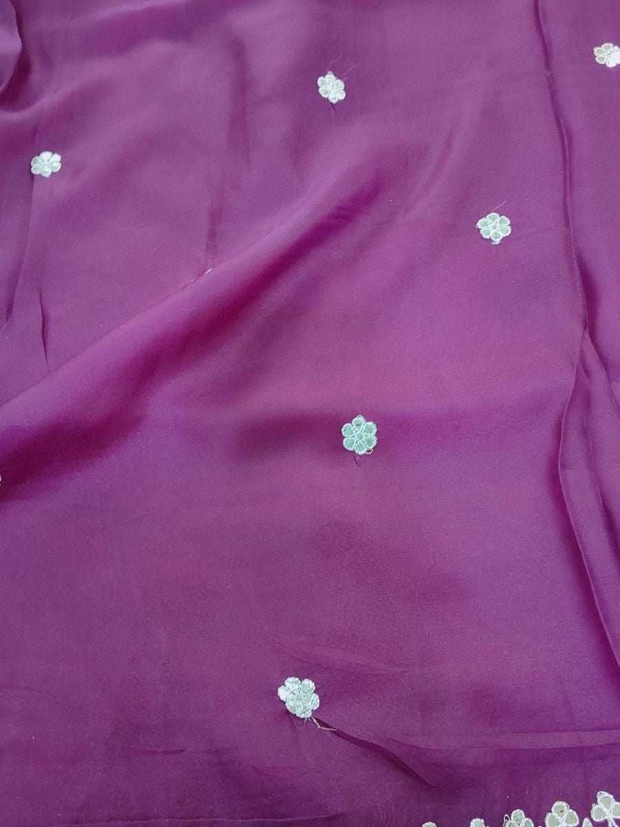 PURPLE TISSUE PITA WORK SAREE