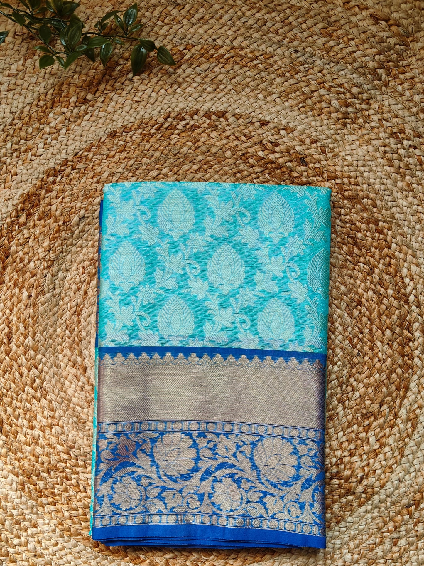 TURQUOISE SEMI KANCHI SILK SAREE