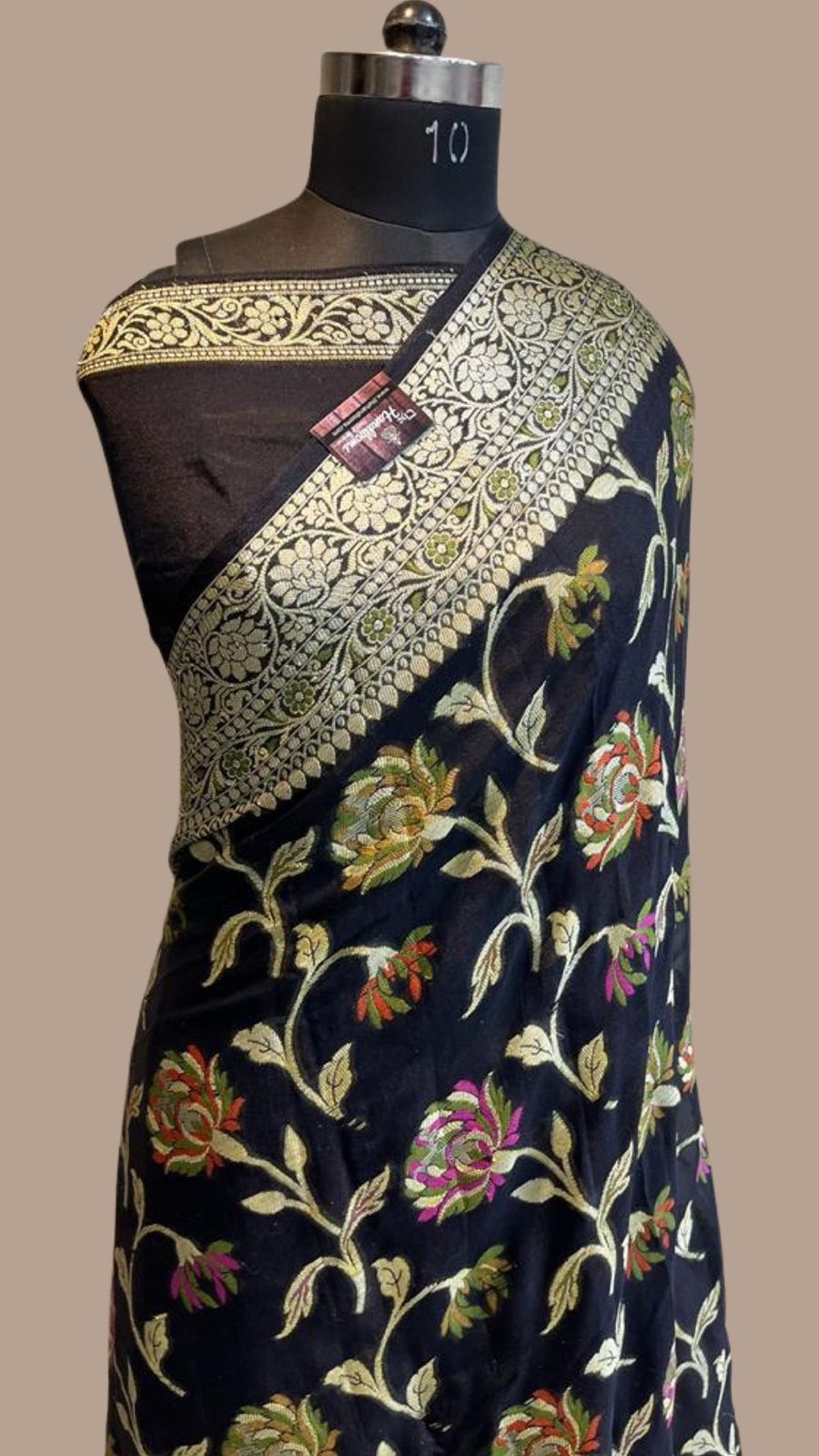 BLACK SEMI GEORGETTE SAREE WITH WATER ZARI ZAAL