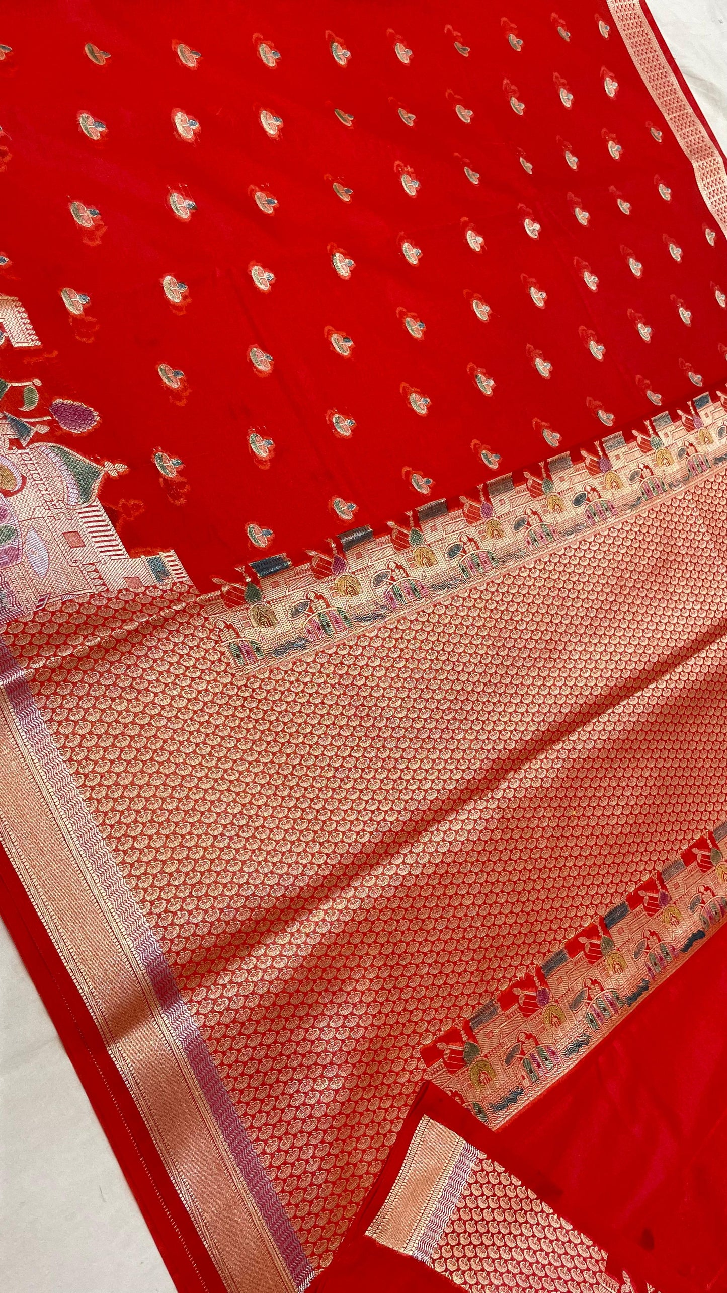 RED WARM SILK BANARASI GHAT SAREE