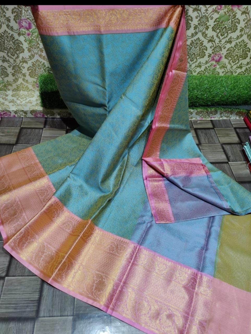BLUE SEMI KANCHI SILK SAREE