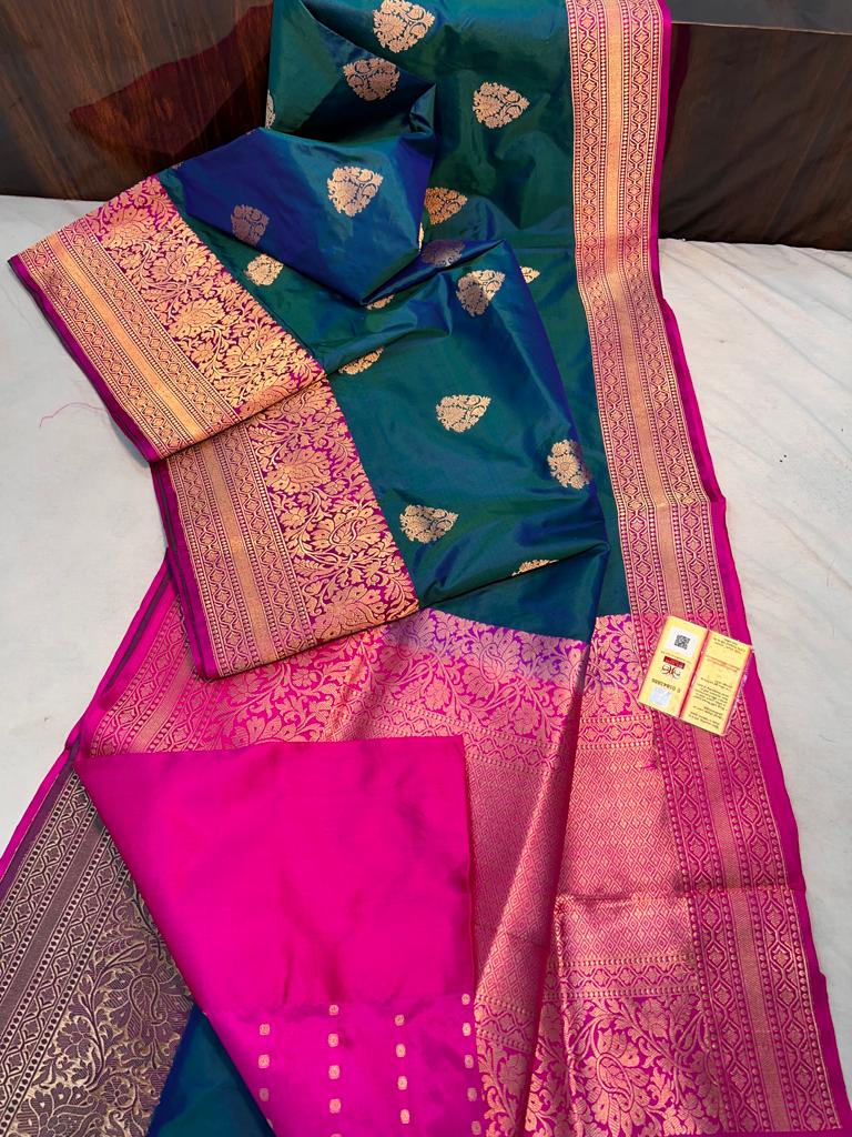 MAYURI PANKHI PURE KATAN SILK SAREE WITH ANTIQUE ZARI