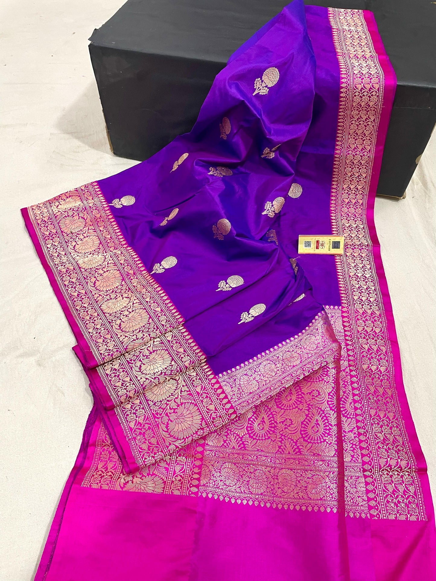 PURPLE PURE KATAN SILK SAREE WITH ANTIQUE ZARI