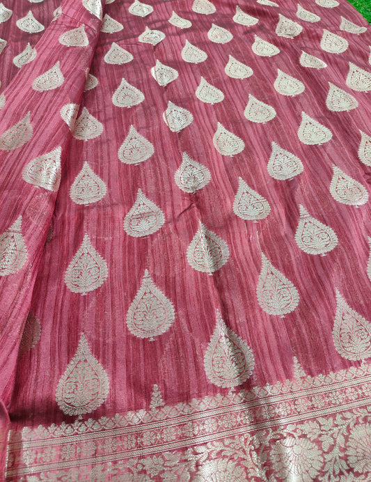 MAROON SEMI TUSSAR SILK SAREE