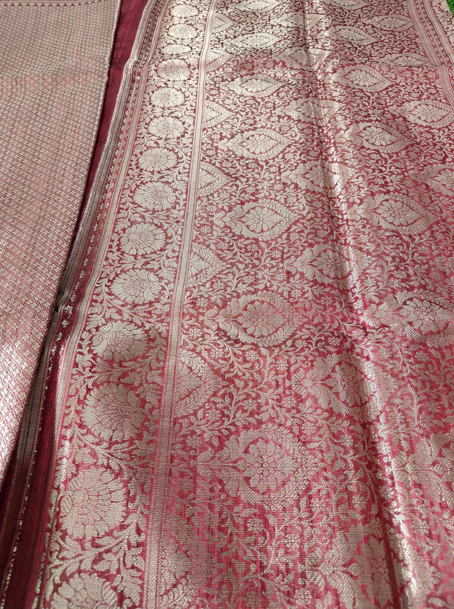 MAROON SEMI TUSSAR SILK SAREE