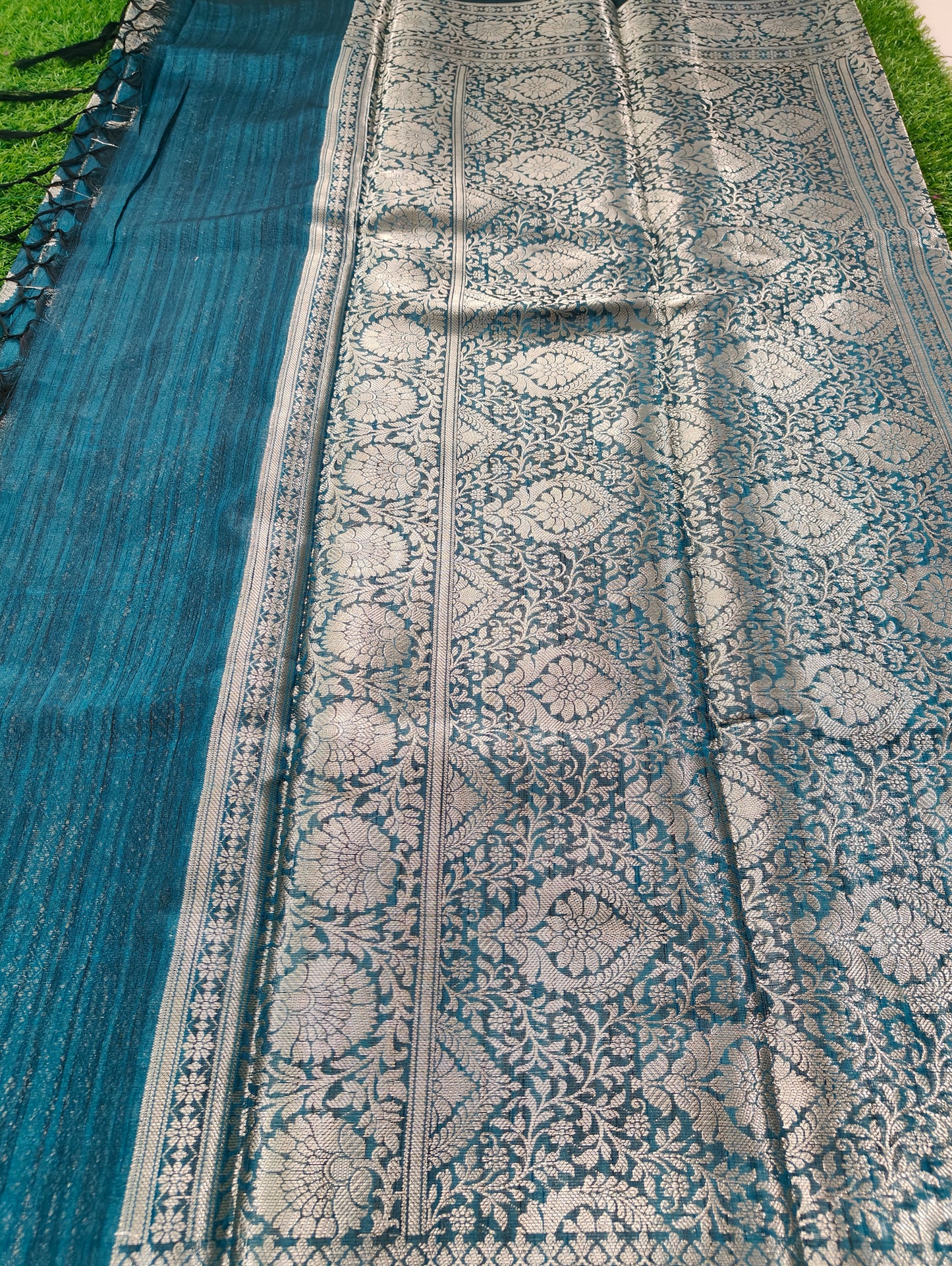 NAVY BLUE SEMI TUSSAR SILK SAREE