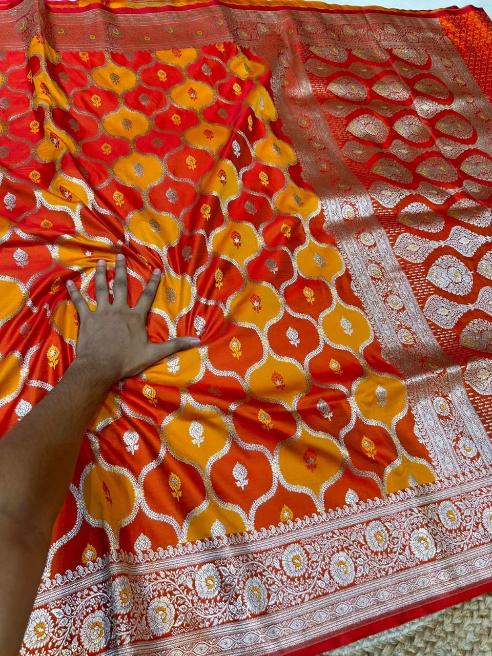 ORANGE RANKAT MASHRU KATAN SILK SAREE