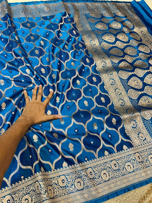 BLUE RANGKAT MASHRU KATAN SAREE