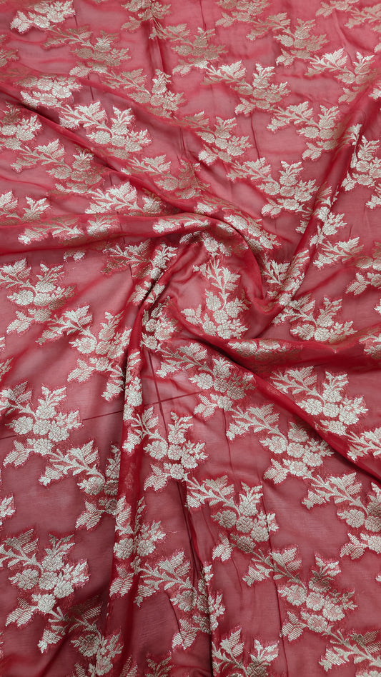 GAJRI PINK PURE GEORGETTE SAREE WITH ZARI JAAL