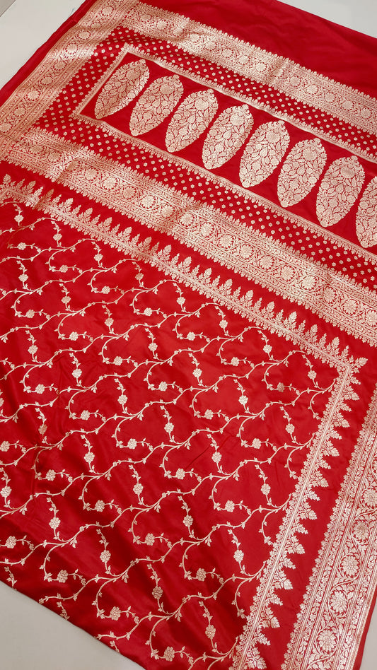 RED PURE KATAN SILK SAREE