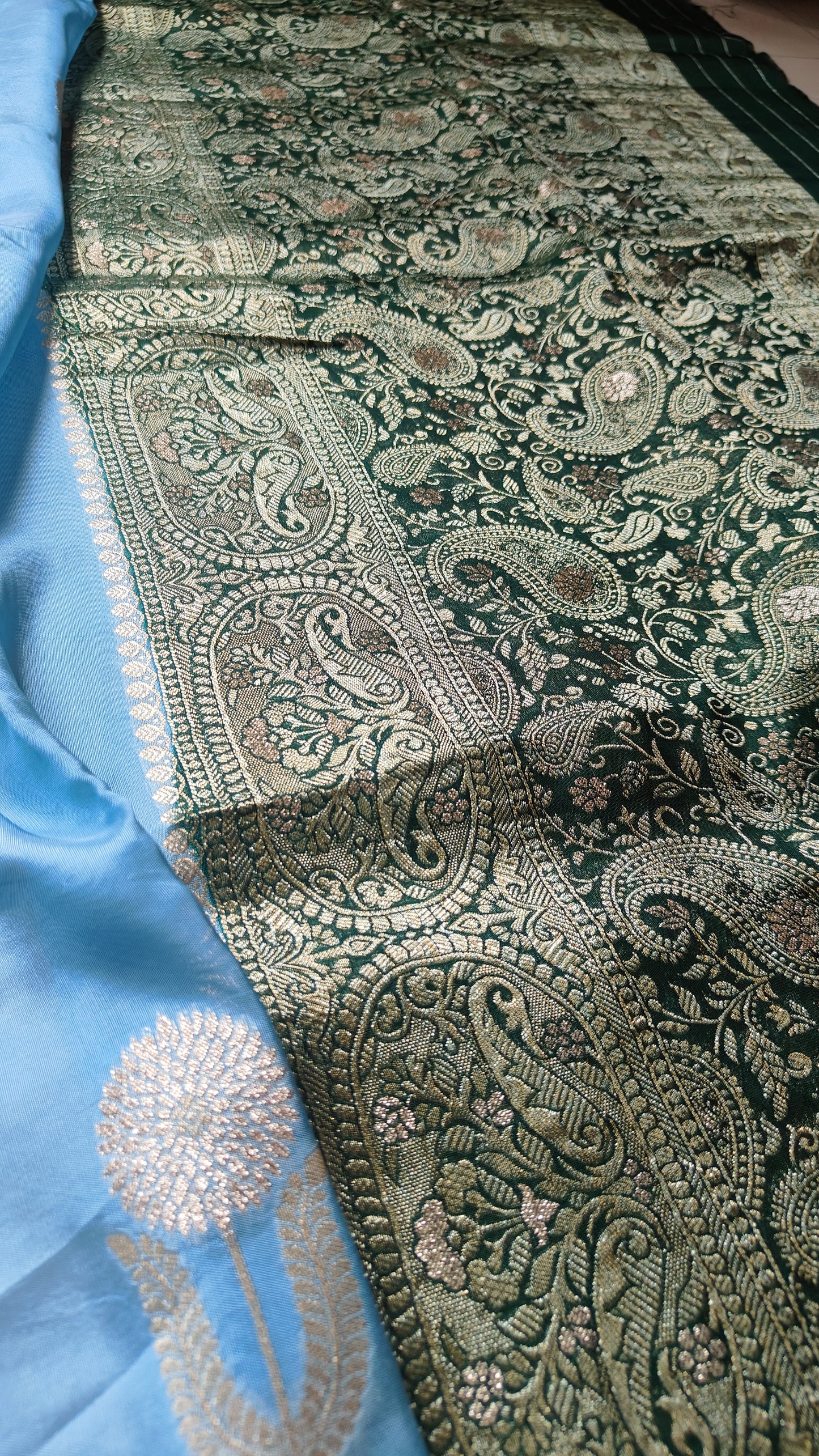 SKY BLUE MOONGA SILK SAREE