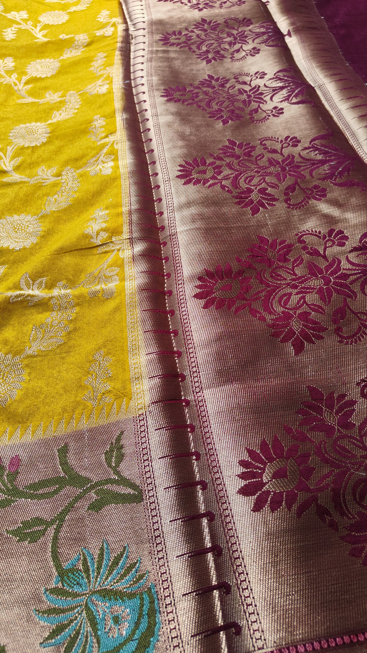 YELLOW SEMI GEORGETTE PAITHANI BORDER SAREE