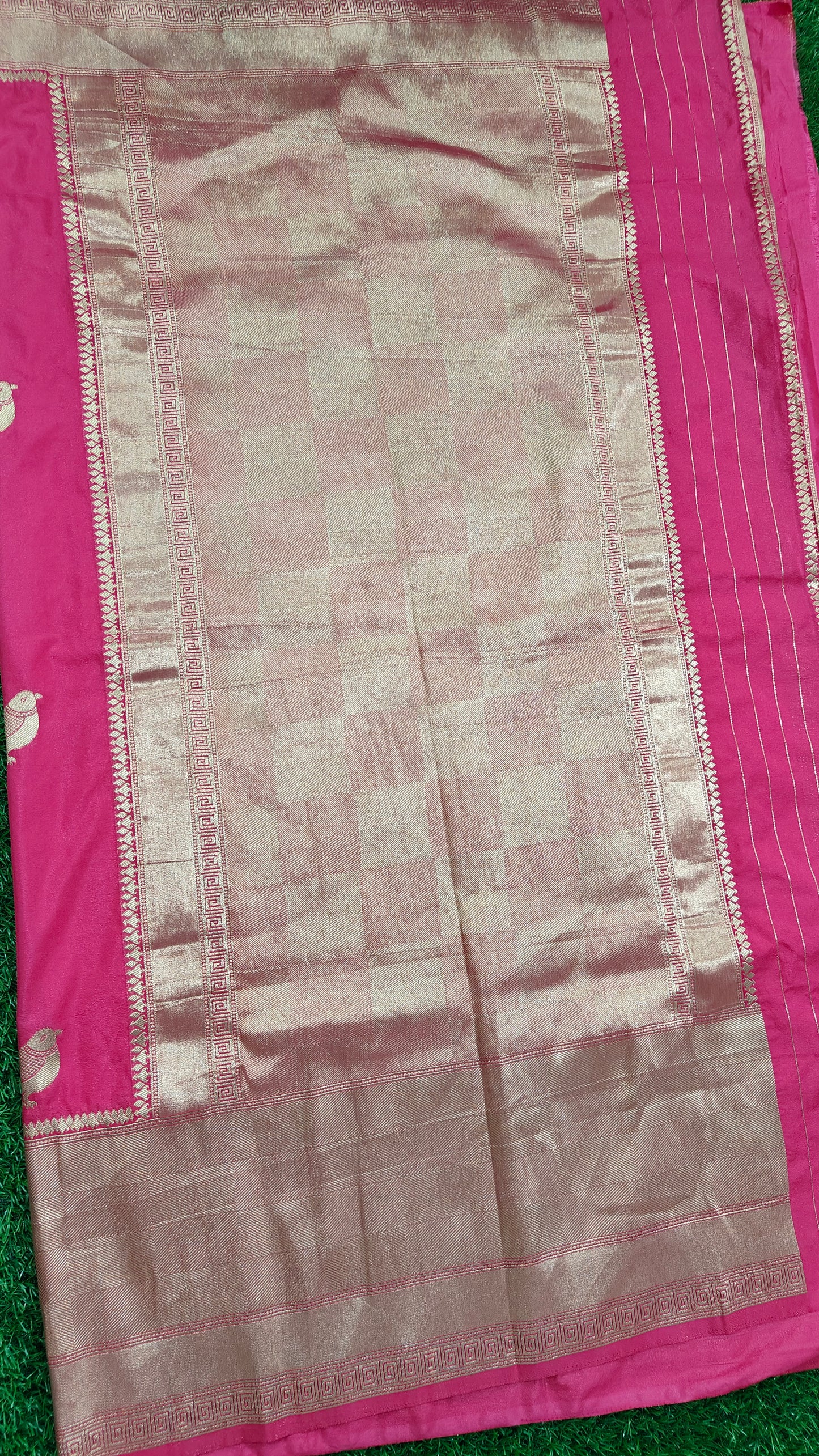 PINK CRAPE SHIFFON WITH BIRD MOTIF