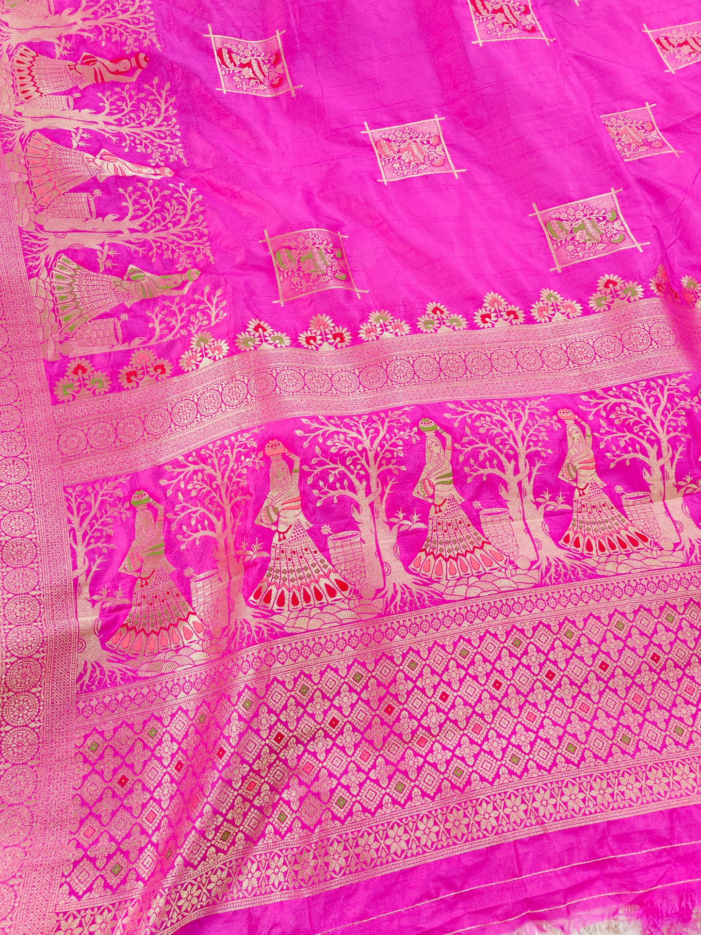RANI PINK DOLA SILK SAREE WITH MEENA ZARI