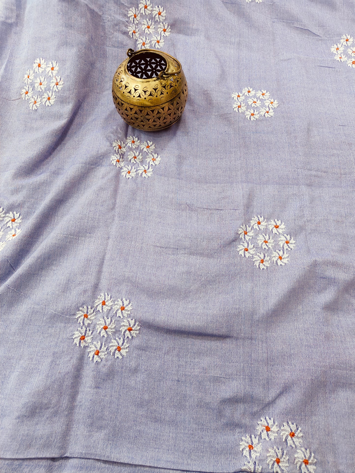 PARIJAT- LILAC KHADDI COTTON SAREES WITH EMBRIODERY