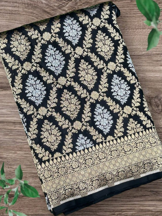 CELEBRITY INSPIRED NITA AMBANI SEMI KATAN SAREE WITH SONA RUPA ZARI