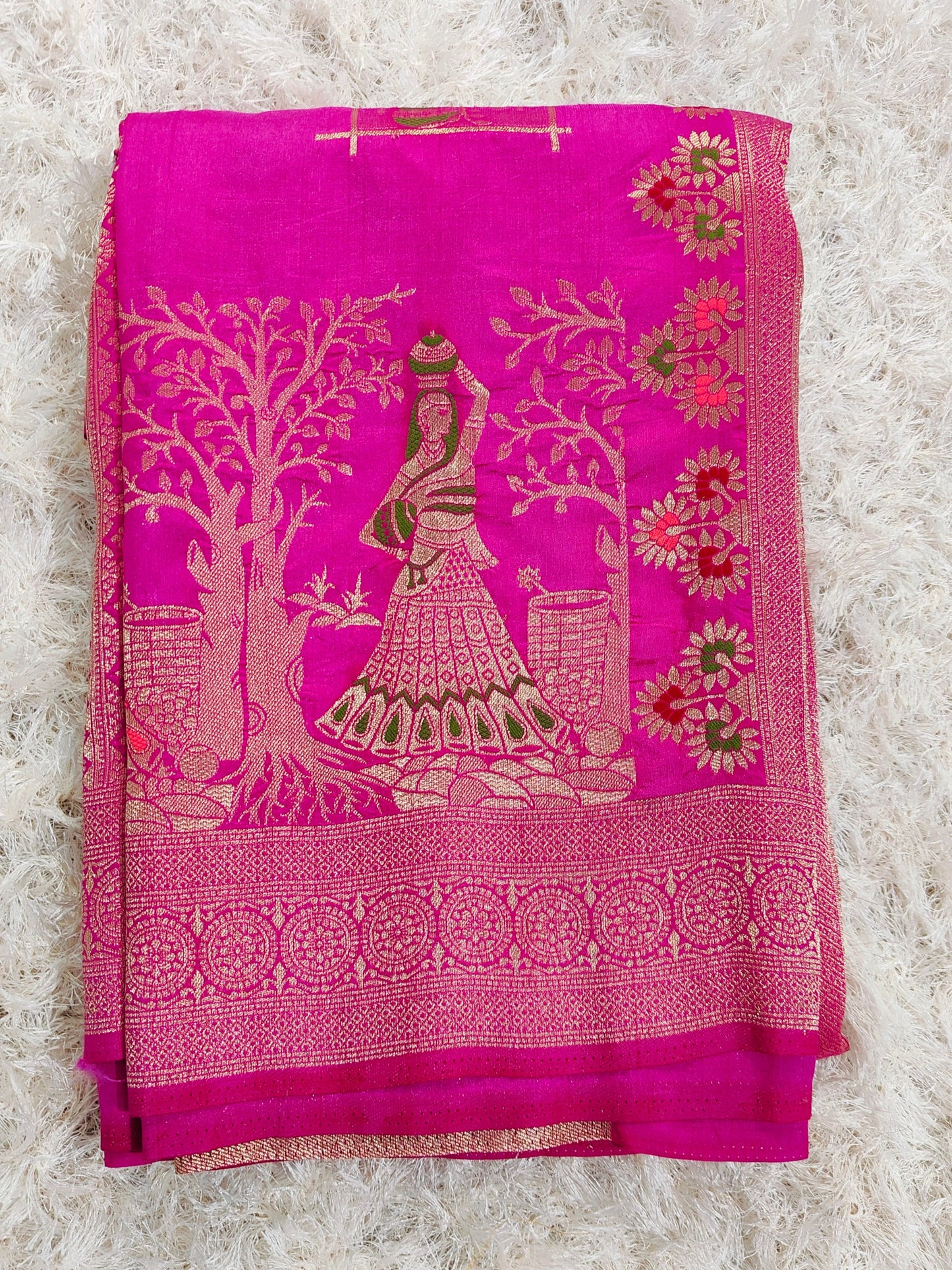 RANI PINK DOLA SILK SAREE WITH MEENA ZARI