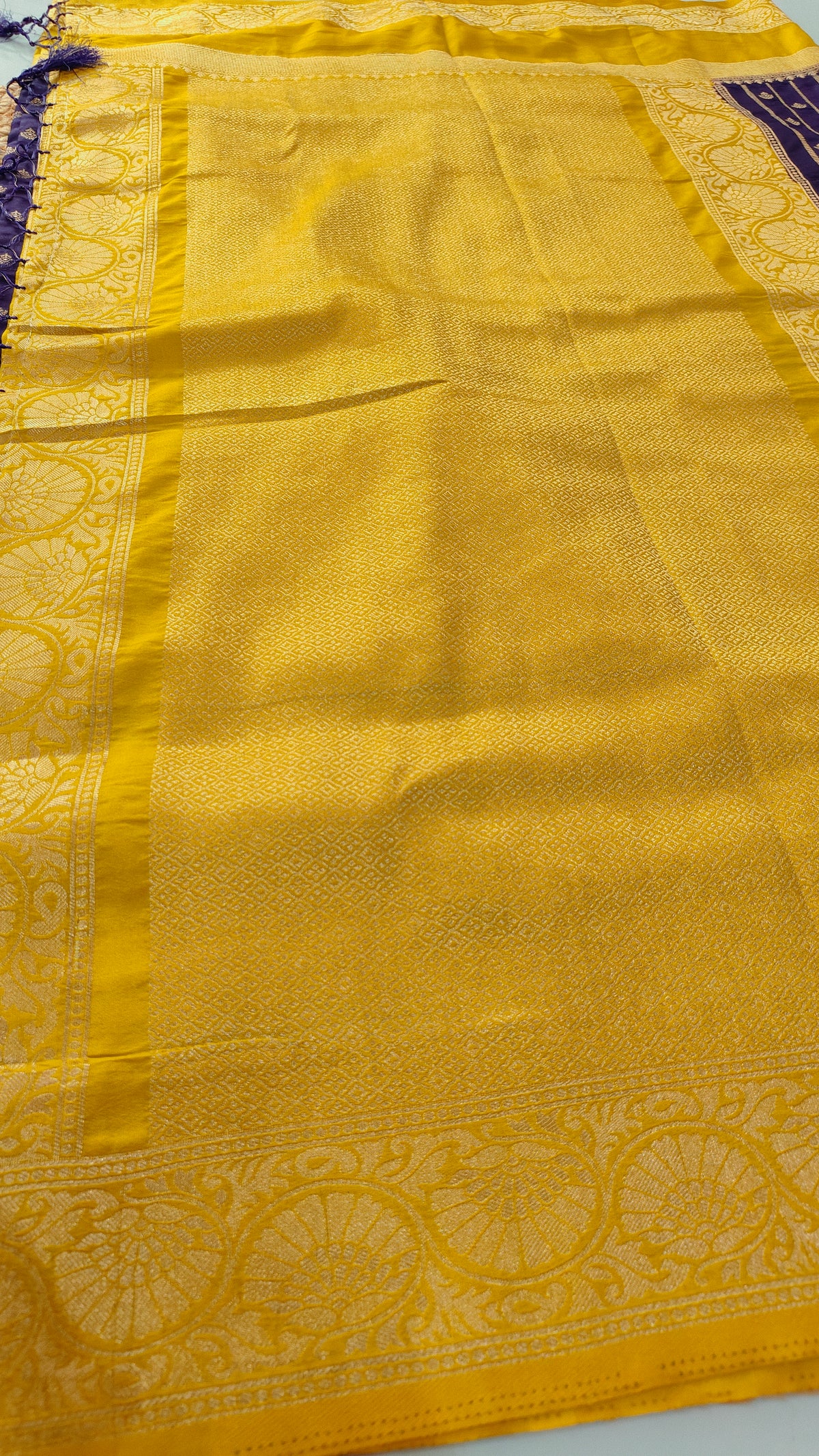 PURPLE CREPE SILK SAREE WITH ZARI STRIPS