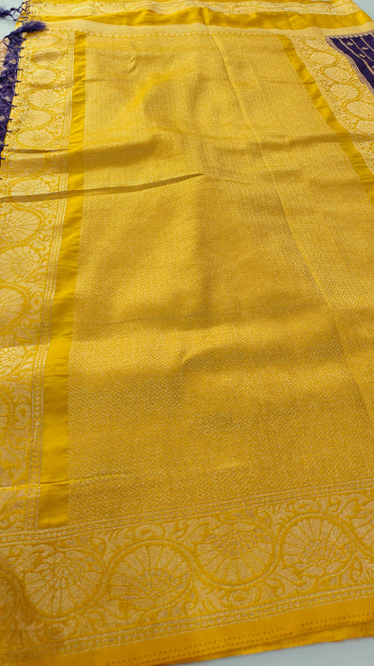 PURPLE CREPE SILK SAREE WITH ZARI STRIPS