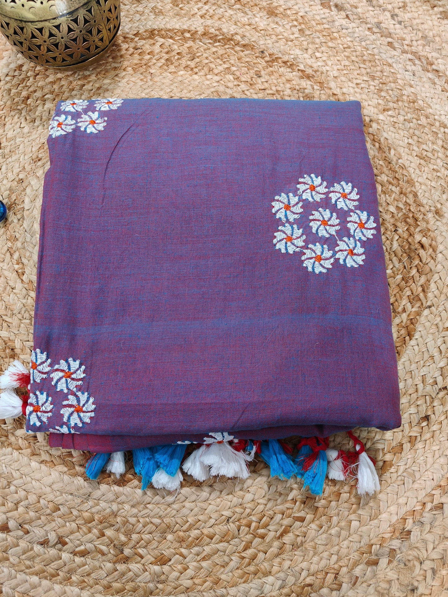 PARIJAT - KHADDI COTTON SAREE WITH EMBRIODERY