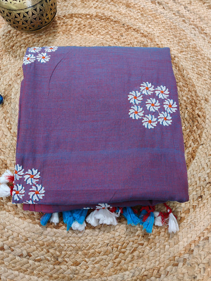 PARIJAT - COTTON SAREE WITH EMBRIODERY