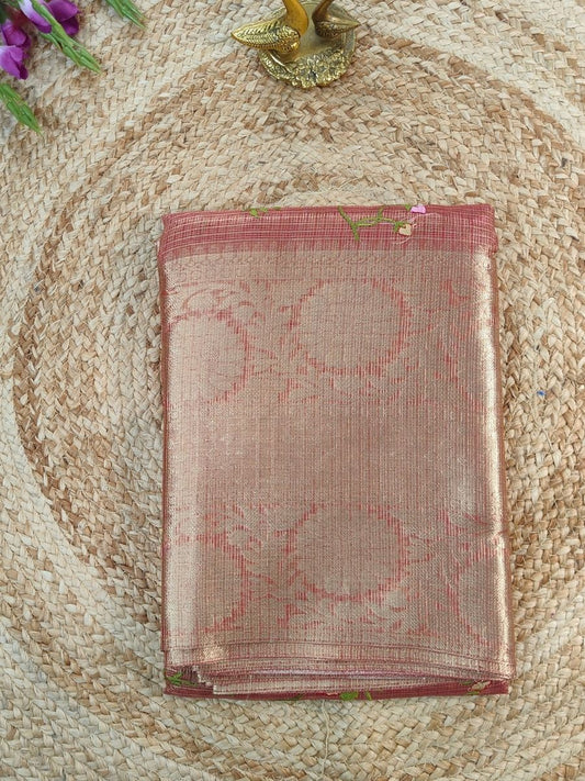 BROWN KOTA SAREE WITH EMBROIDERY