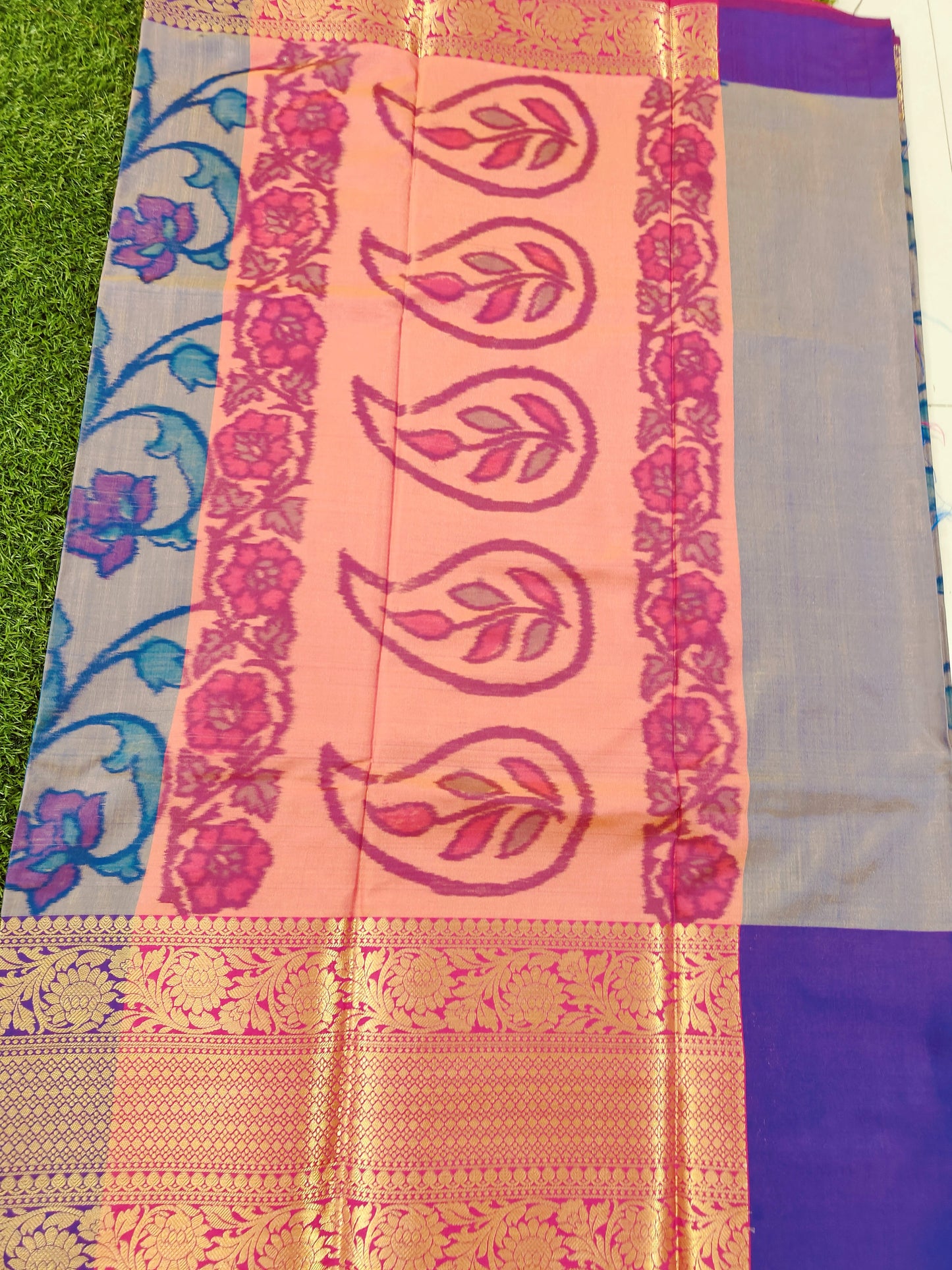 LIGHT BLUE DIGITAL WEAVING PRINT SOFT SILK SAREE
