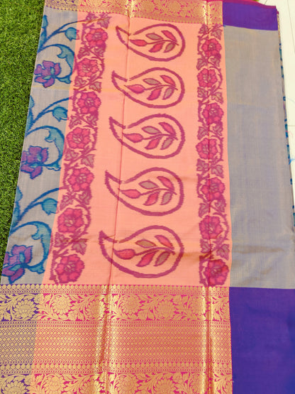 LIGHT BLUE DIGITAL WEAVING PRINT SOFT SILK SAREE