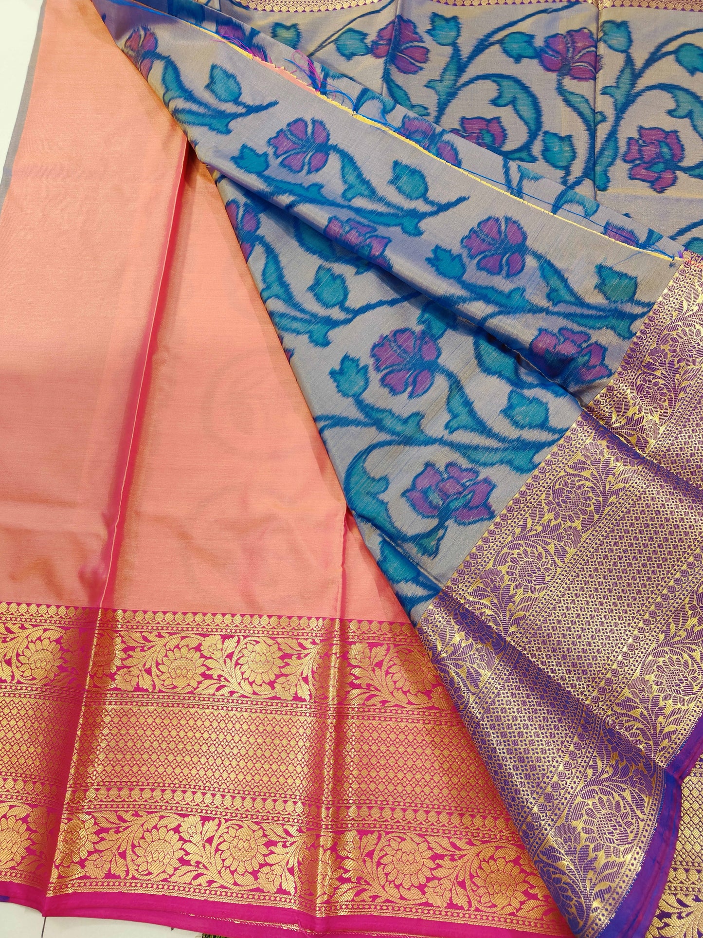 LIGHT BLUE DIGITAL WEAVING PRINT SOFT SILK SAREE