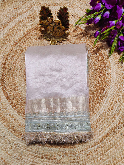 WHITE PURE TISSUE MAHARANI SAREE