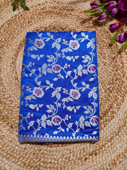 GERMAN BLUE MASHRU KATAN SAREE