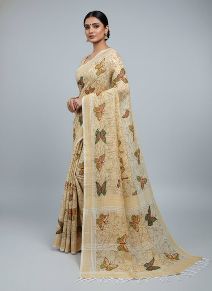 CREAM LINEN COTTON DIGITAL PRINT