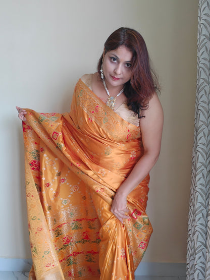 GOLDEN SOFT MASHRU KATAN SAREE