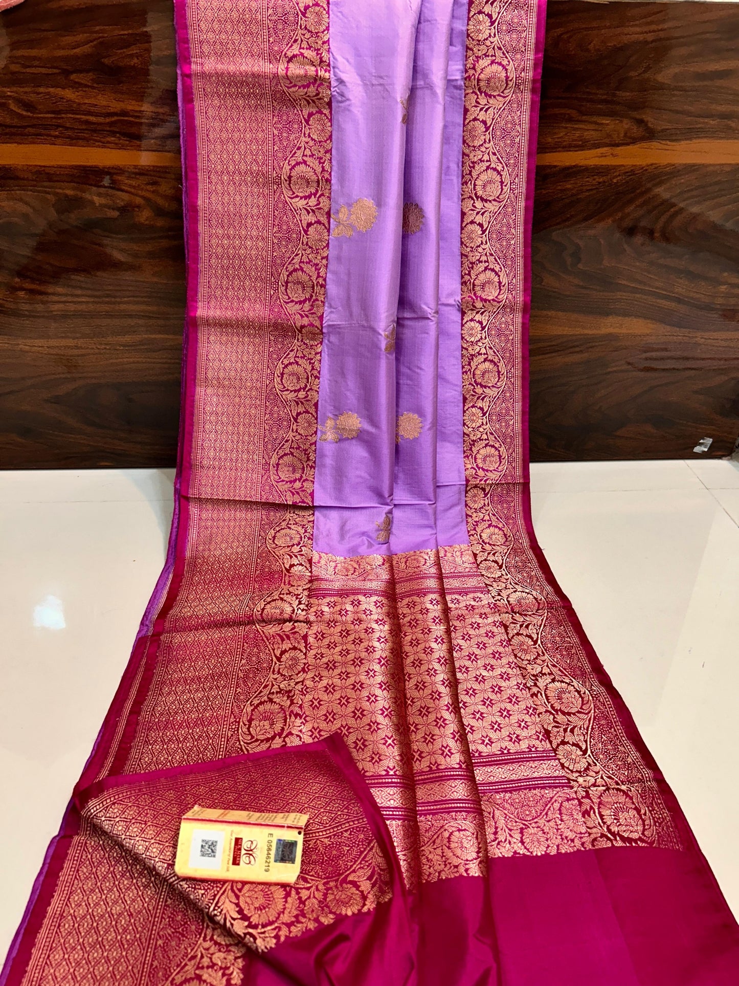 LILAC  PURE KATAN SILK SAREE WITH ANTIQUE ZARI