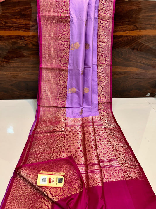 LILAC  PURE KATAN SILK SAREE WITH ANTIQUE ZARI