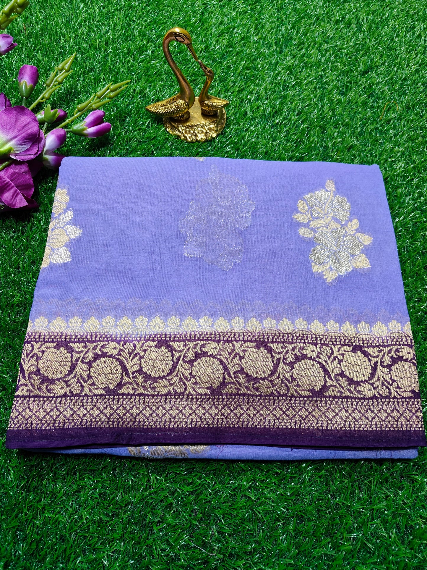 LAVENDER KHADDI  GEORGETTE SAREE